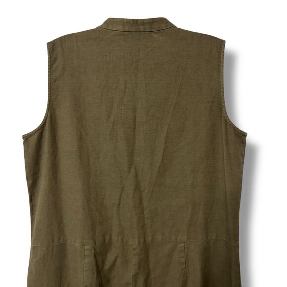 Eileen Fisher Olive Green Cotton Hemp Stretch Jumpsuit Small Medium - Picture 4 of 12